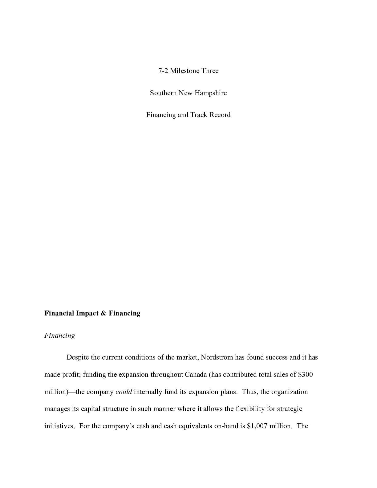 Preview image for China Expansion 3.docx    7-2 Milestone Three  Southern New Hampshire   Financing and Trac